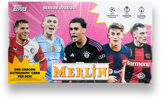 Topps UEFA Club Competitions Merlin Chrome Soccer Hobby Box 2023-24