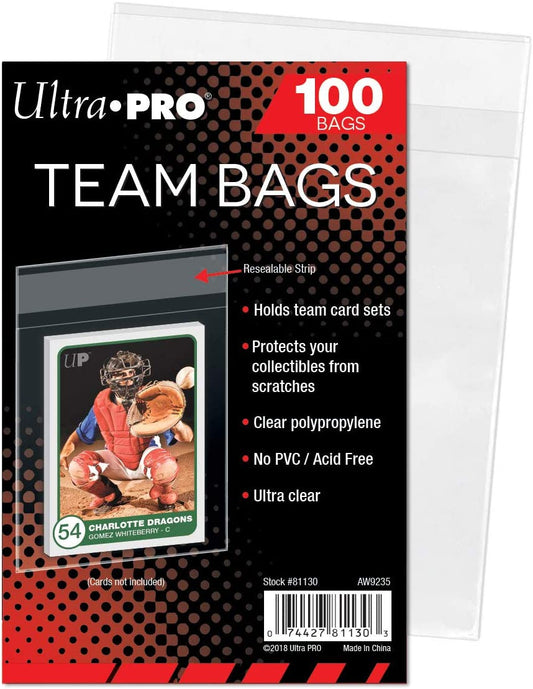 Ultra Pro Resealable Team Bags 100 Pack Aw9235 Sleeves