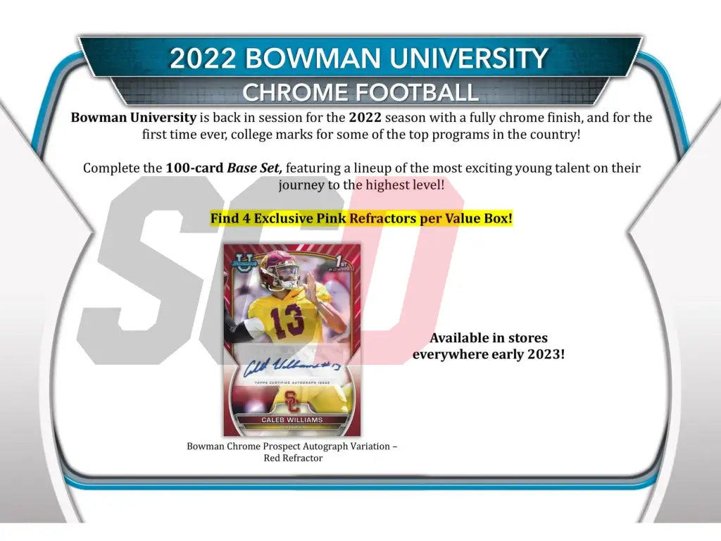 2022 Bowman Chrome University Football 7-Pack Blaster Box