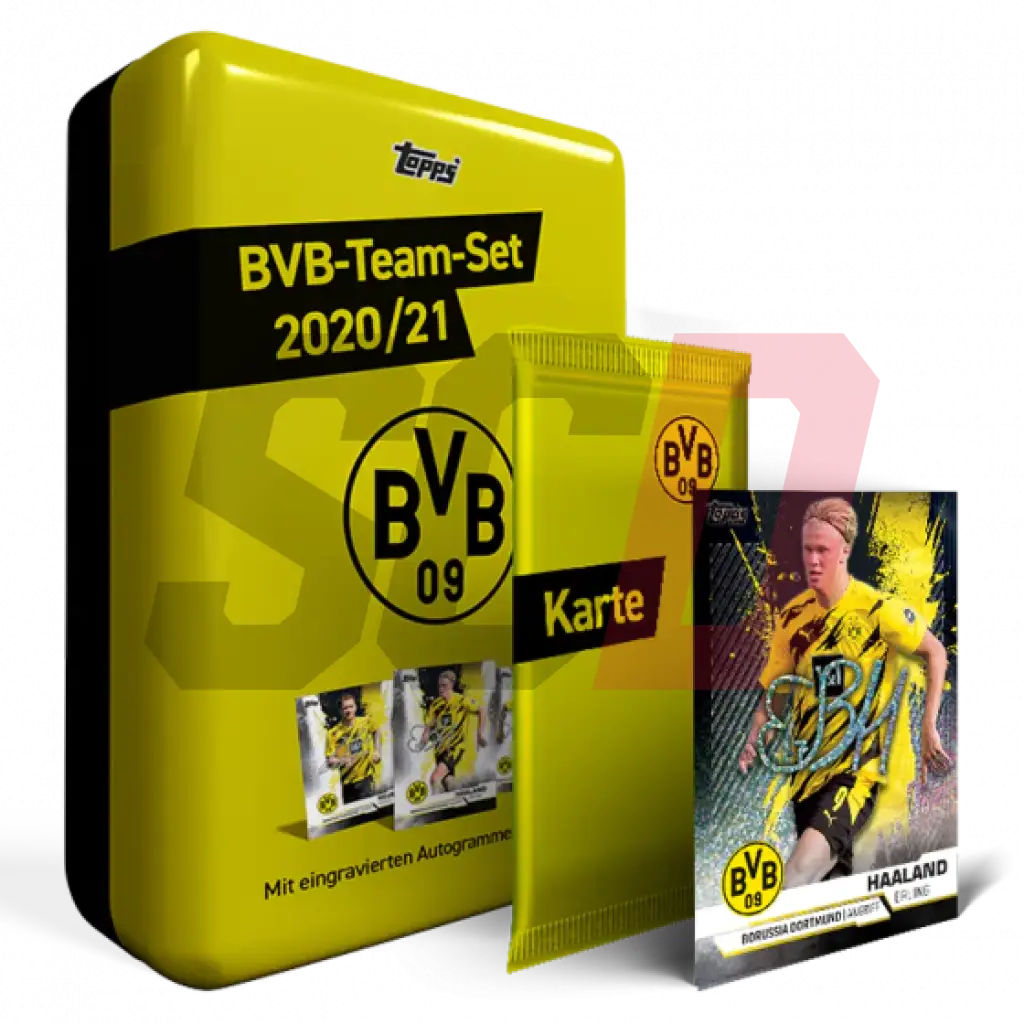 Topps Bvb Dortmund Soccer Team Set Box + Parallel Pack 2020/21 Collection Tin